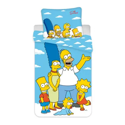 Dětské bavlněné povlečení THE SIMPSONS FAMILY CLOUDS modré Rozměr povlečení: 70 x 90 cm | 140 x 