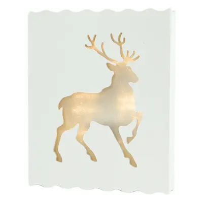 LED vánoční lampa v rámečku DEER 30 cm bílá