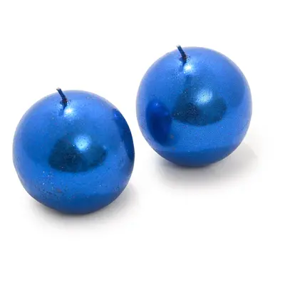 Sada 2 svíček koule CANDLE BALL BLUE 4,5 cm modrá