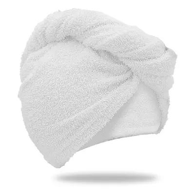 Rychleschnoucí froté turban na vlasy bílý, 100% bavlna