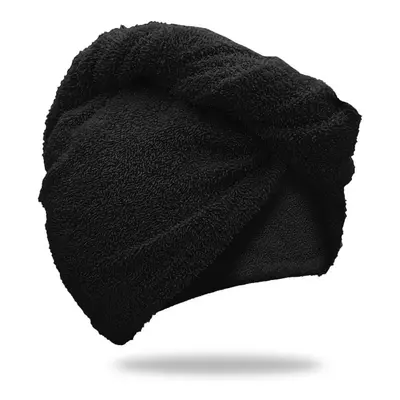 Rychleschnoucí froté turban na vlasy černý, 100% bavlna