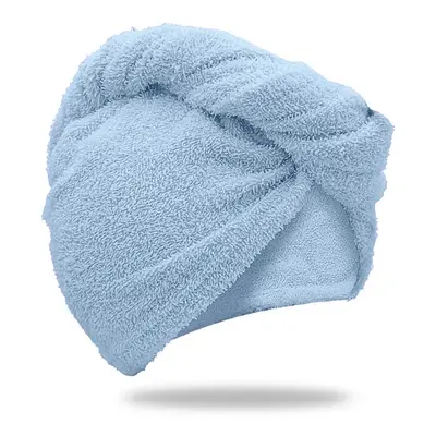 Rychleschnoucí froté turban na vlasy světle modrý, 100% bavlna