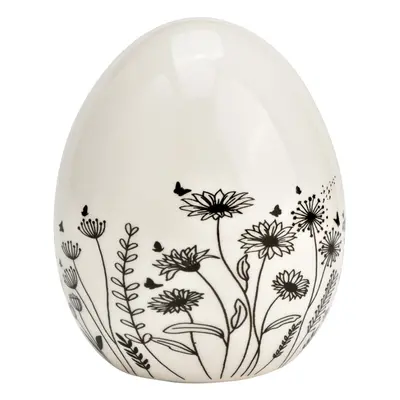 Keramické vajíčko s květinami FLORAL EGG bílé