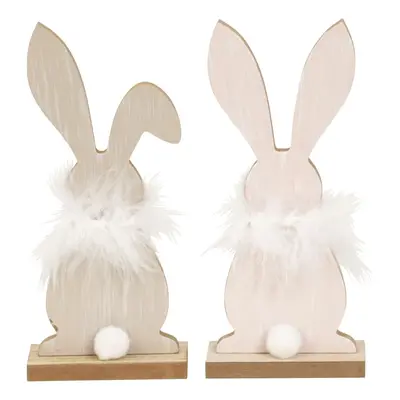 Stojící dřevěný zajíček FLUFFY BUNNY 19 cm - více variant