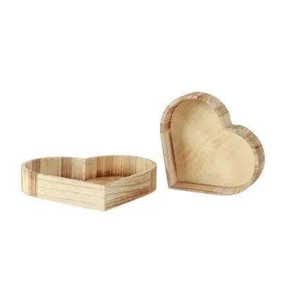 Sada 2 dřevěných podnosů HEART TRAY