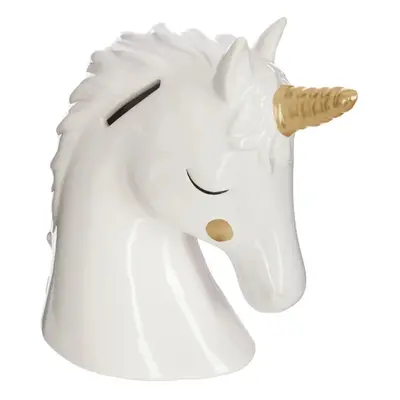 Pokladnička GOLDEN UNICORN 15,5 cm, bílá