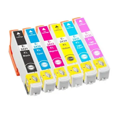 Kompatibilní Epson T2438 sada 6-ti cartridge, všechny barvy s čipy