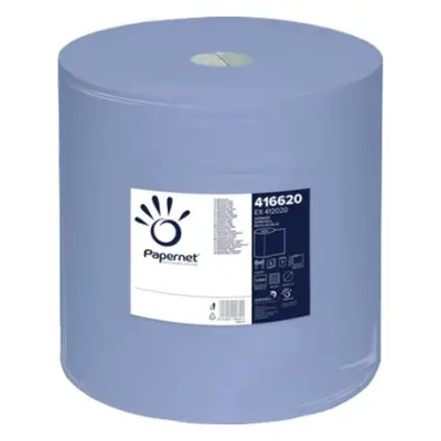 Utěrka průmyslová Papernet 416620, 3vrstvá, modrá, průměr 35 cm, 360 m