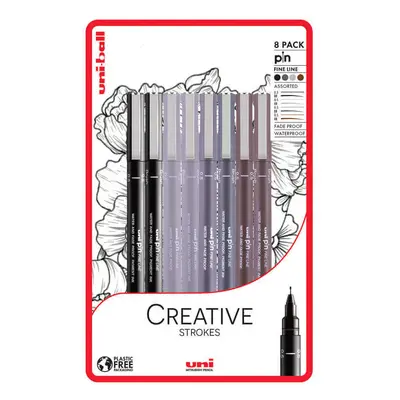 UNI pin Creative Strokes Set - sada 8 ks linerů Super Ink