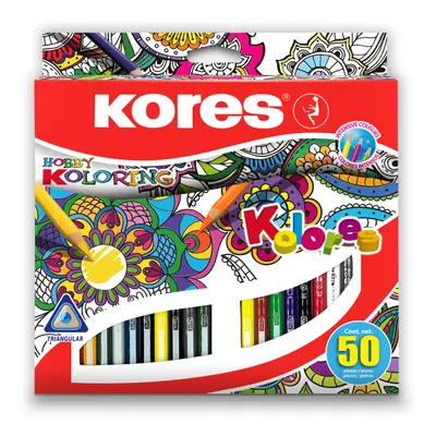 Trojhranné pastelky KORES 93350 Mandala 50 barev