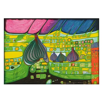 No name Dárkový balící papír 50x70 cm HUNDERTWASSER Land in Gelb