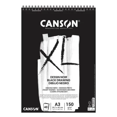 Canson XL Dessin NOIR kroužková vazba A3, 150 g 40 listů