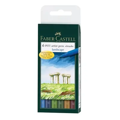 Faber-Castell Umělecký popisovač Pitt Artist Pen B štětcové, sada 6 ks Landscape - barvy země