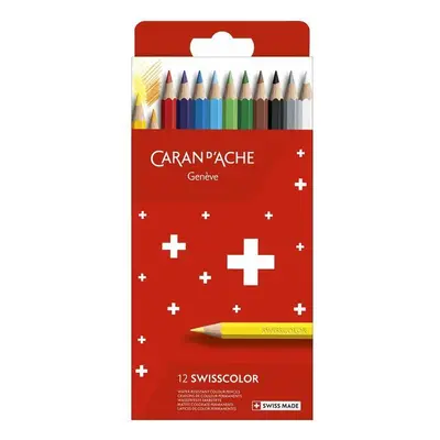 Caran D'ache Swisscolor permanentní pastelky 12 barev, kartonová krabička