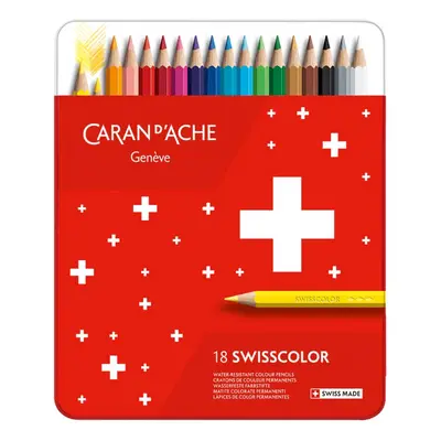 Caran D'ache Swisscolor permanentní pastelky 18 barev, plechová krabička