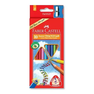 Pastelky Faber-Castell 116510 trojhranné silné 10 barev + ořezávátko