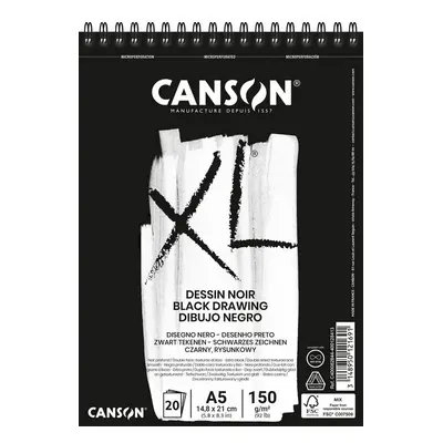 Canson XL Dessin NOIR blok černých papírů A5, 150g, 20 listů, kroužková vazba