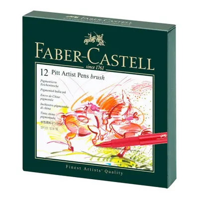 Faber-Castell Umělecký popisovač Pitt Artist Pen Brush Studio Box štětcové, sada 12 ks