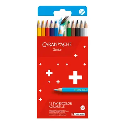 Caran D'ache Swisscolor akvarelové pastelky 12 barev, kartonová krabička