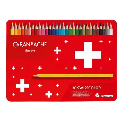 Caran D'ache Swisscolor akvarelové pastelky 30 barev, plechová krabička