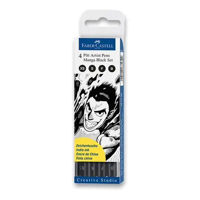 Faber-Castell Umělecký popisovač Pitt Artist Pen Manga Black sada 4 ks (XS S F B) - černé