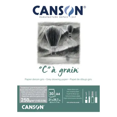 Canson "C" A' GRAIN lepený 250g, A4 30l ŠEDÝ