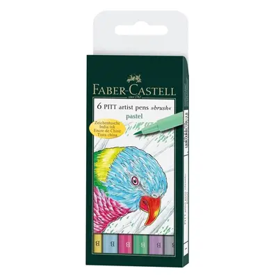 Faber-Castell Umělecký popisovač Pitt Artist Pen B štětcové, sada 6 ks Pastel - pastelové barvy