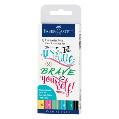 Faber-Castell Umělecký popisovač Pitt Artist Pen Hand Lettering Brave, sada 6 ks - pastelové bar