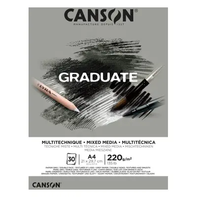 Canson Graduate Mix-Media skicák lepený A4 220 g 30 listů - šedý pískově zrnitý