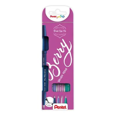 Štětcové fixy Pentel Brush Sign Pen SES15 4 ks - Berry