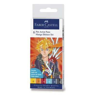 Faber-Castell Umělecký popisovač Pitt Artist Pen Brush Manga Shonen štětcové, sada 6 ks - mix ba