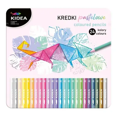 Kidea Pastelky trojhranné pastelové 24ks v plechu KPTMP24KA