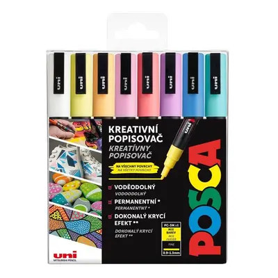 Akrylový popisovač Uni Posca PC-5M 1,8 - 2,5 mm, sada pastelových tónů (8 ks)