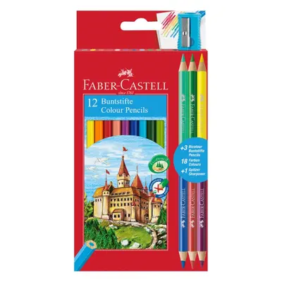 Pastelky Faber-Castell EKO 12 barev + 3 bicolor + ořezávátko