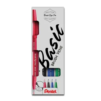 Štětcové fixy Pentel Brush Sign Pen SES15 4 ks - Basic