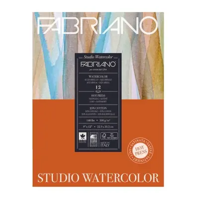 Akvarelový papír Fabriano Studio Watercolour Hot Press 22,9x30,5 cm, 300g, 12 listů, blok