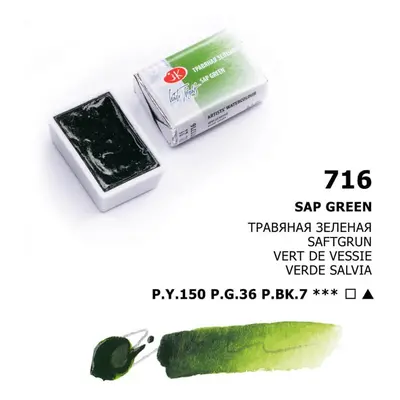 Nevskaya Palitra - White nights akvarelová barva 2,5 ml - Sap green