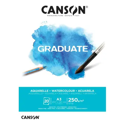 Canson Akvarelový papír Graduate Aquarelle blok A3 250g, 20 listů