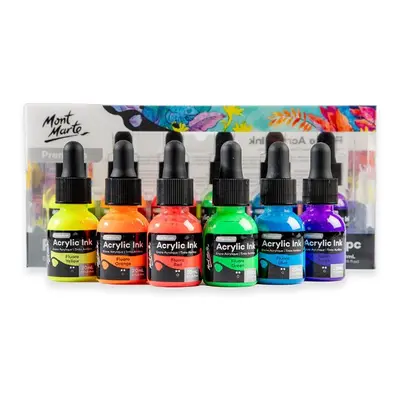 MontMarte Mont Marte sada barevných akrylových inkoustů Premium FLUO, 6x20 ml