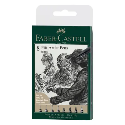 Faber-Castell Pitt Artist Pens sada 8 ks různé hroty, černý inkoust