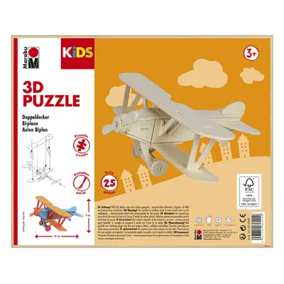 Marabu MARA 3D puzzle dřevěné - letadlo dvoplošník