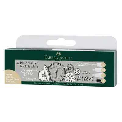 Faber-Castell Umělecký popisovač Pitt Artist Pen Black & White sada 4 ks - bílé a černý