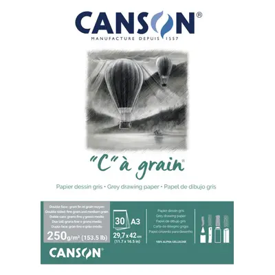 Canson "C" A' GRAIN lepený 250g, A3 30l ŠEDÝ