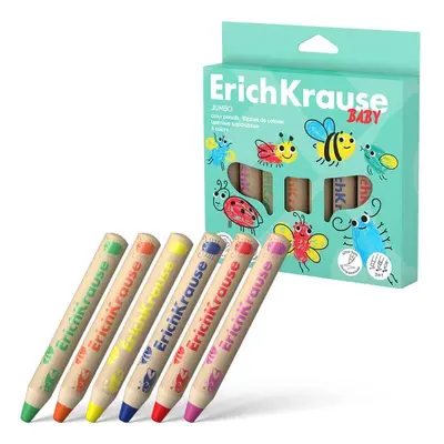 Dětské pastelky ErichKrause BABY JUMBO 3v1, 6 barev, ořezávátko