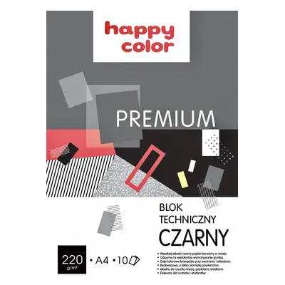 Černý papír Blok Happy Color Premium technický A4 220 g 10 listů