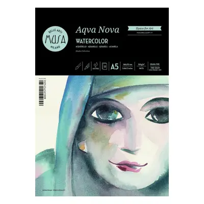 Musa Aqva Nova Watercolor blok akvarelových papírů A5, 300 g/m2, 12 listů, lepená vazba