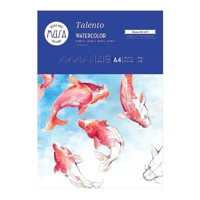 Musa Talento Watercolor blok akvarelových papírů A4, 300 g/m2, 10 listů, lepená vazba