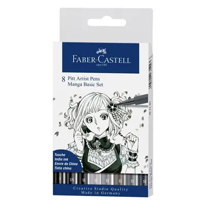 Faber-Castell Umělecký popisovač Pitt Artist Pen Manga Basic sada 8 ks - černé a šedé barvy