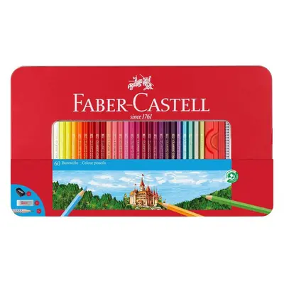 Faber-Castell Pastelky Faber Castell EKO 60 ks + tužka, guma, ořezávátko - kovové pouzdro