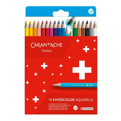 Caran D'ache Swisscolor akvarelové pastelky 18 barev, kartonová krabička